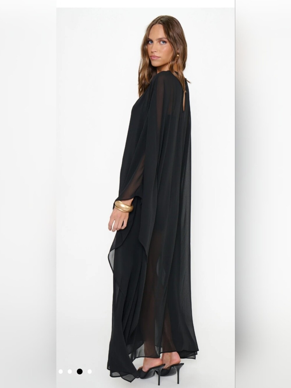 Show Me Your Mumu SEALED! NWT! The Olsen Maxi Dress in Black Chiffon. Sz Md. - Picture 3 of 8